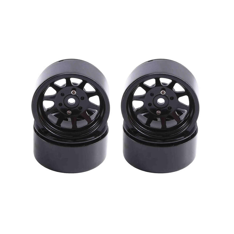 4Pcs Metal Alloy 1.9 Beadlock Wheel Rims For 1:10 Rc Crawler Axial Scx10 Axi03007 90046 Trx4 Redcat Gen8 (Black) Black 4711824199417