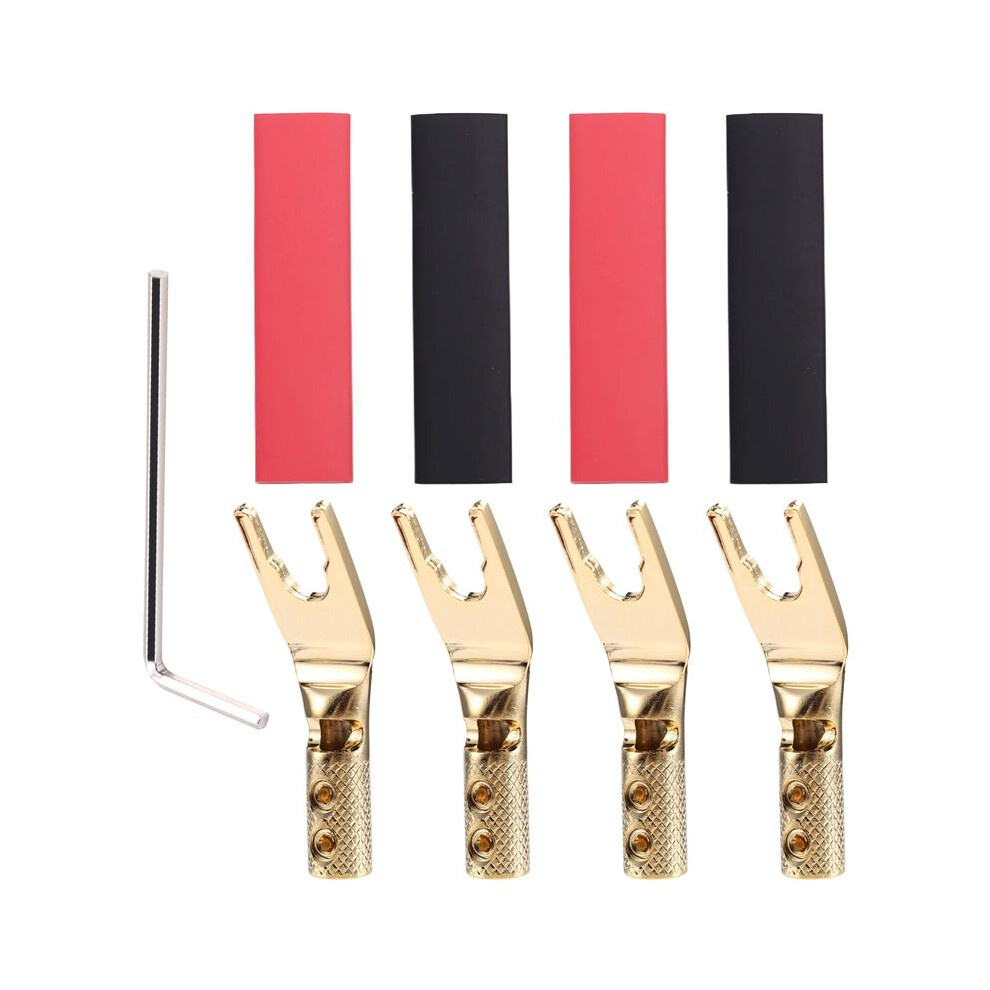 4Pcs Pure Copper Y Spade Connector Plug,Fork Connectors Plug,Loudspeaker Cable Connector Plug 4713460675348