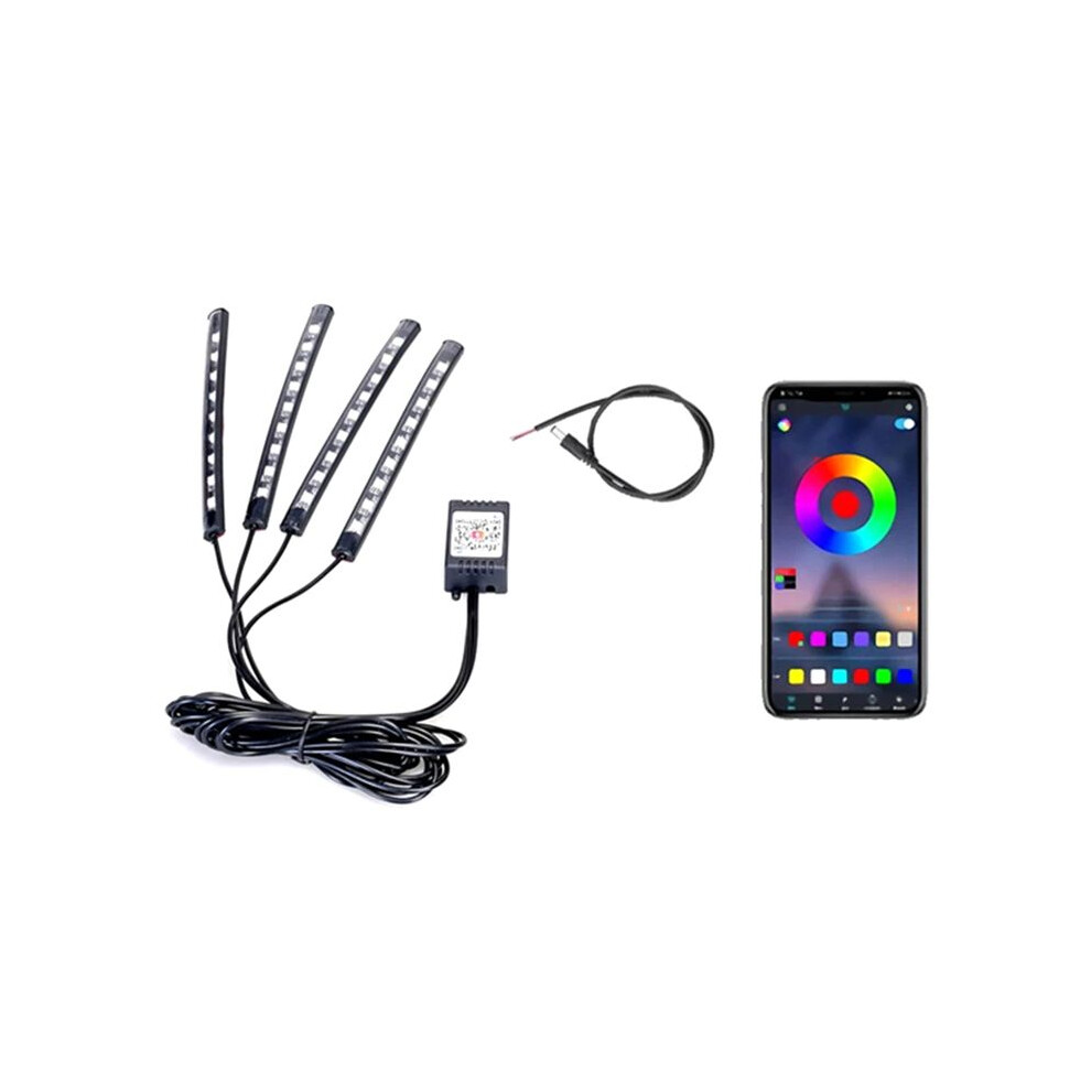 12V Led Light Multi-Color Atmosphere Light Sound Control Decorative Neon Lamp For Motorcycle Style: 36Led App 4712293971450