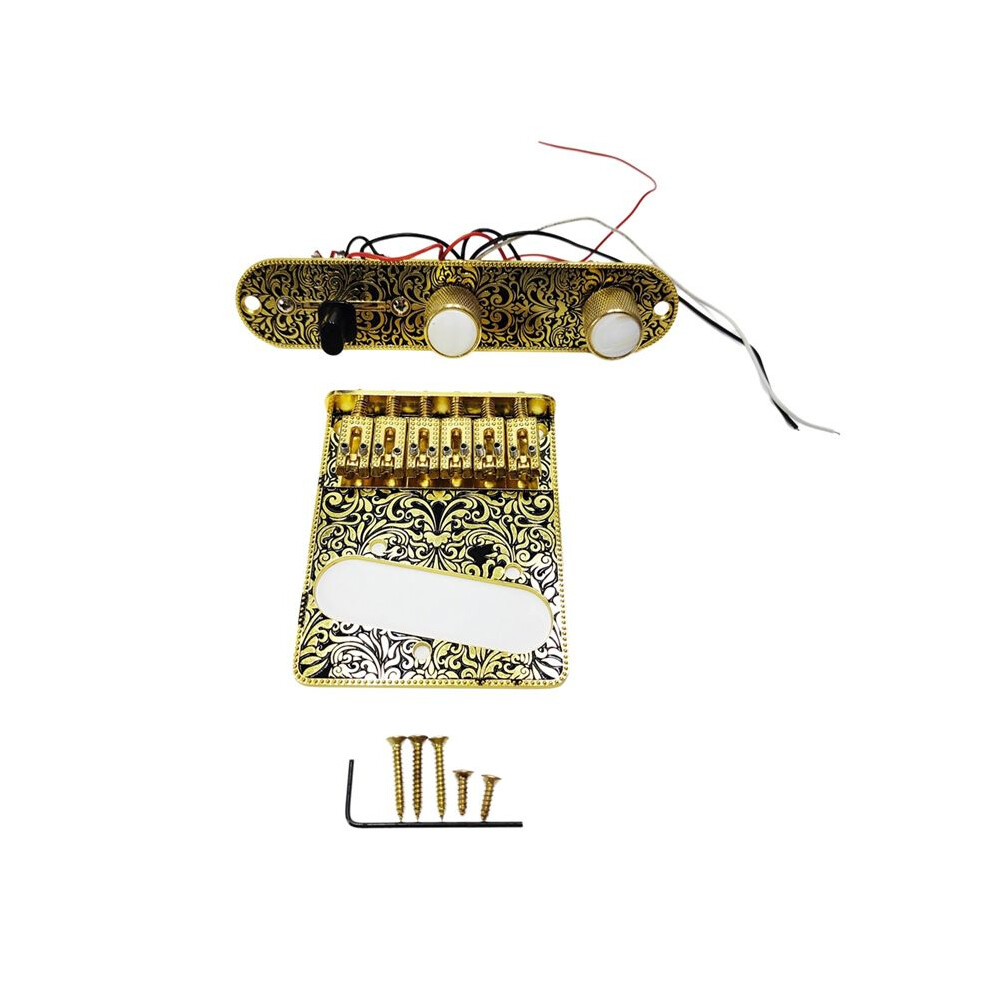 6 String Roller Saddle Guitar Prewired Control Plate And Bridge Plate Tl Electric Guitar Replacement Parts Gold 4714239787828