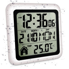 Horloge Murale de Salle de Bain Étanche, pour Comptoir de Bain, Compteur D'HumiditĂ© de la TempĂ©rature et de L'HumiditĂ©, Montre Horloge Ă