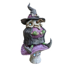Witch Statue HorrorWitch Ornaments Resin Garden Witch Riding MushroomStatue Witch Sculpture Ornaments ForHappy Halloween