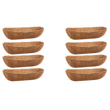 8 Pack 24 Inch Trough Coconut Liners, Natural Coconut Liners for Wall Planter, Window Basket Deck Railing Planter
