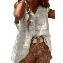 Women'S Embroidered Floral Crochet Vest Button  Crop Summer Cowgirl Tops Country Concert Outfits White One Size