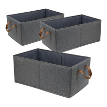 Large Capacity Storage Bins , Sturdy Foldable Storage Boxes for Organizing Clothing, Sheets, Toys, Books 3 Pack