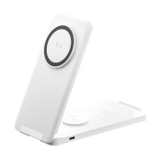 Foldable Multi-Functional Vertical Stand Magnetic Wireless Charger Suitable for Mobile Phones Watches Headphone White