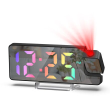 Réveil à Projection pour Chambre à Coucher - Horloge Numérique avec Projecteur Rotatif à 180, Écran de 7,9 Pouces, pour les Gros Dormeurs