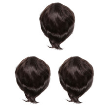 3X Fashion Men's Wig Short Straight High Temperature Silk Synthetic Wig Full Wigs/Artistic Men Brown Black Wigs for Men