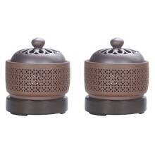 2X Electronic Aromatherapy Electric Incense Burner Essential Oil Night Light 220V Timing Temperature Adjustment,S