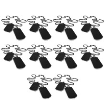 20 ST. Legering Hänge Halsband Hänge Svart Army Style Namn Dubbel Dog Tag-Platta Biker Chain Halsband 27 Tum