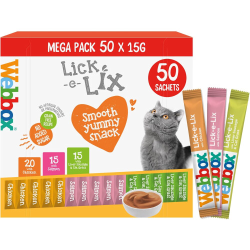 Webbox Webbox Lick-e-Lix Cat Treats Variety Pack – 50 x 15g Sachets