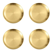 4X Stainless Steel Round Plate Camping Dishes Rust-Proof Stackable Food Serving Plate 14cm