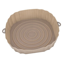20Cm Friteuses Ă Air Four Plaque de Cuisson Poulet Frit Panier Tapis AirFryer Silicone Pot Rond Replacemen Grill Pan Marron