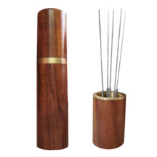 Café Tamper Aiguilles en Acier Inoxydable Manche en Bois Espresso Poudre Agitateur Distributeur Niveleur Outils Cuisine Accessoires