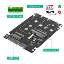 2X 2 i 1 Kombinera M.2 NGFF Key B & MSATA SSD Till 2.5 SATA3-Adapter med SSD-Fodral i Plastkåpa