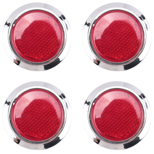 4 Pcs Auto Car Plastic Round Reflective Reflector Sticker Red