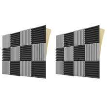 24Pack Sound Proof Foam Panels with Self Adhesive,1x12x12In Acoustic Soundproof Wall Panels for Gaming&Studio,Black&Gray