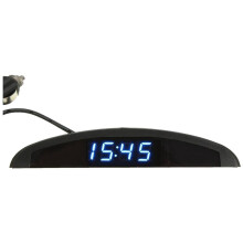 3-In-1 Auto 12V Digitale LED-Voltmeter Spanningstemperatuur Horlogethermometer, Blauw