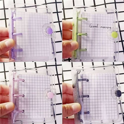 8 Pack  Transparent 3 Ring Binder Covers with Grid Inner Page and 24 Pcs Binder Pockets(3 Pcs/Set)