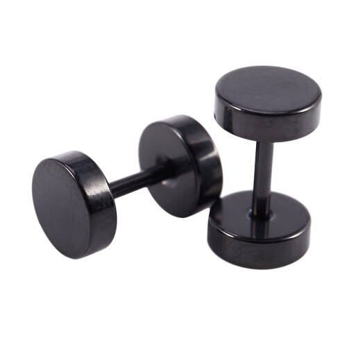 Earrings Steel False Spreader Black 6mm 1