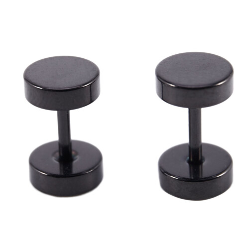 Earrings Steel False Spreader Black 6mm 2