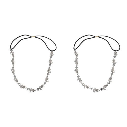 2X Silver - Fiori Donne Eleganti per Strass Fascia Elastica Capelli