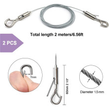 8 Pack Adjustable Picture Hanging Wire Heavy Duty Supports 50 Lbs Hanging Hardware, 2M X 1.5mm Stainless Steel Wire Rope