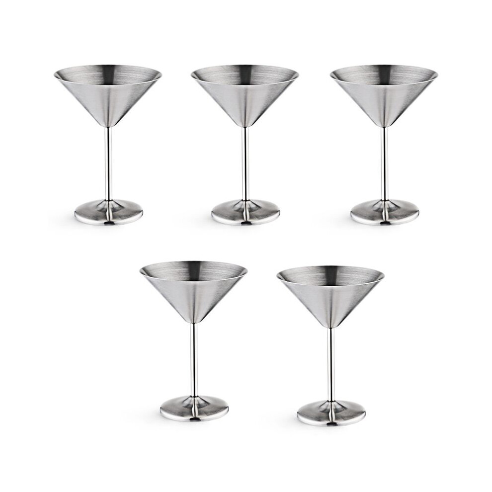 5X Stainless Steel Cocktail Glass High Base Wine Glass Unbreakable Wine Glass Metal Bar Champagne Glass Silver