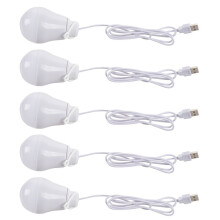 5X DC5V 5W LED Bulb USB Lamp Portable White Light for Outdoor Laptop (White)