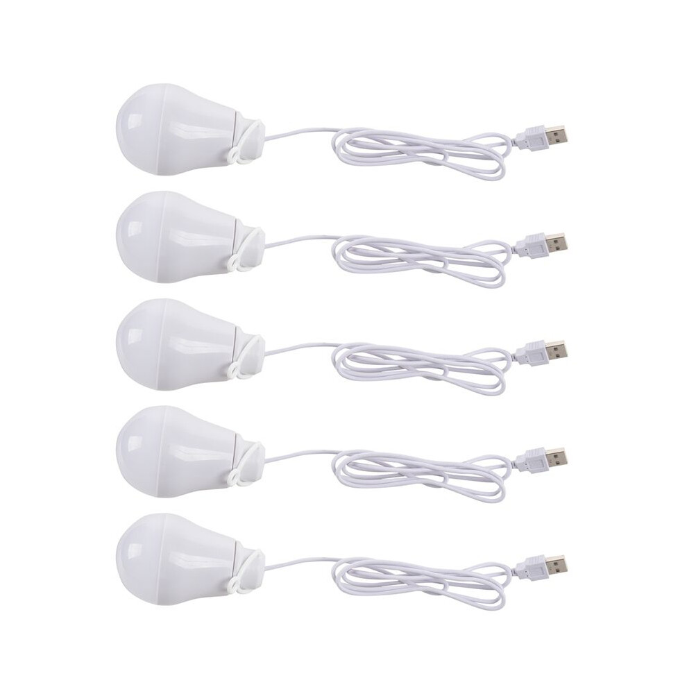 5X Dc5v 5W Led Bulb Usb Lamp Portable For Outdoor Laptop () White/Light 6033601650781