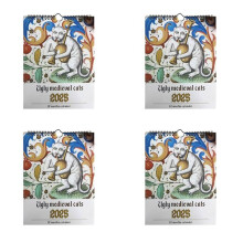 4X Medieval Cat Calendar 2025 Strange Medieval Cats Wall Calendar 2025 Ugly Medieval Cats Calendar 12 Months