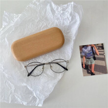 2 Pcs Hard Wooden Grain Spectacle Frame Box Reading Glasses Sunglasses Holder Storage Case, Tea Brown & Light Wood