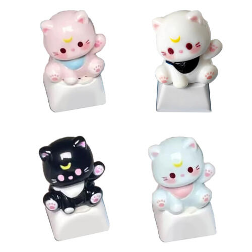 Customizeds ESC Anime Keycap 3D Cartoon Cats Head Keycap-Blue 1