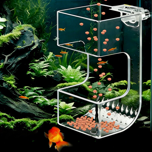 Clear Mounted Fishtank Feeder Food Scattering Prevent Feeding 2