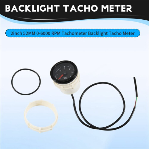 Tacômetro Elétrico de 2 Polegadas, 52 mm, 0-6000 RPM, com Luz de Fundo, para Motor  de 1 A 20 Cilindros 1