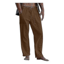 (Brown, 2XL) Men's Linen Pants Casual Loose Pants Drawstring Elastic Waist Sweatpants S2024123015691