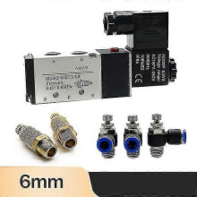 (SL 6mm Adjust, AC220) Pneumatic Electric Solenoid Valve 4V210-08 5 Way 2 Position Control Air Gas Magnetic Valve 12V 24V 220V 4mm-12mm Hose Fittings