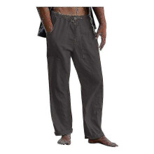 (Dark grey, L) Men's Linen Pants Casual Loose Pants Drawstring Elastic Waist Sweatpants S2024123015691