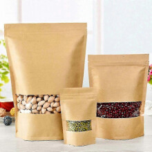 (9*14cm) Biodegradable Stand Up Pouches with Window & Resealable Seal - 100pcs