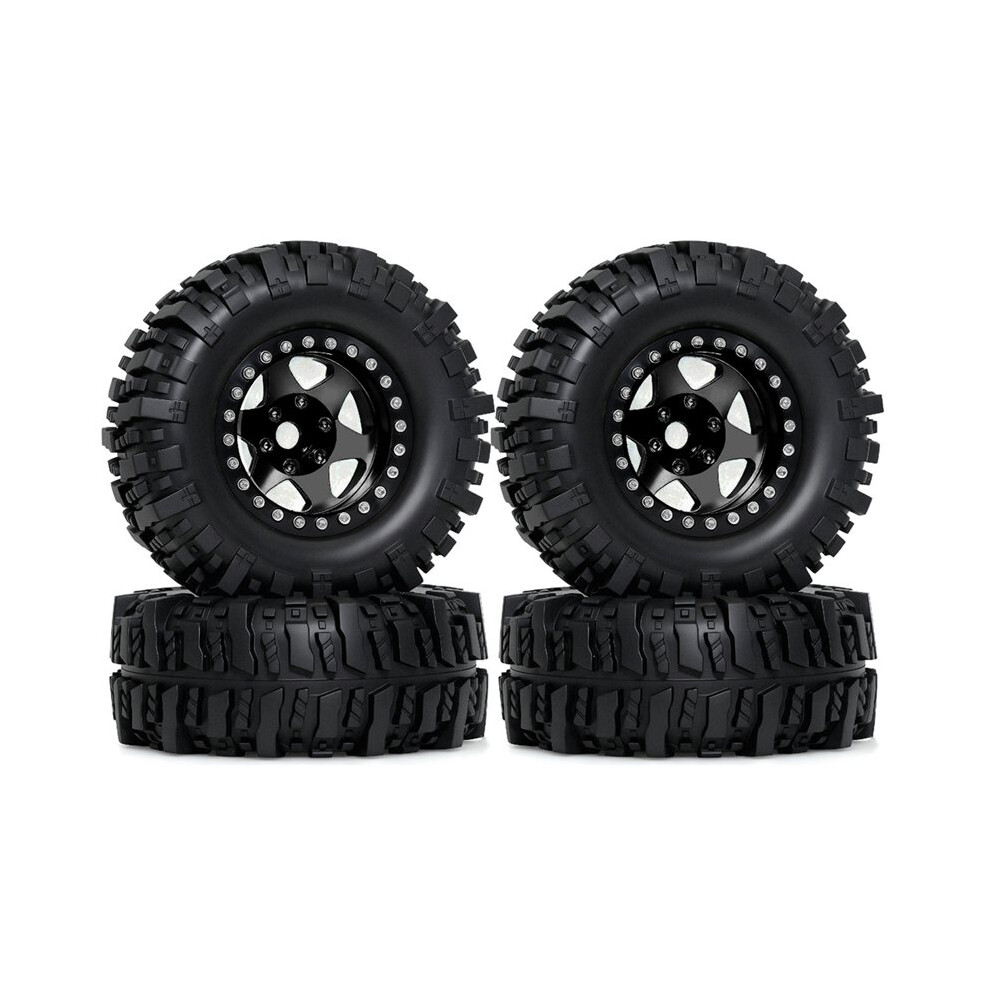 Metal 1.9 Beadlock Wheel Rim 95Mm Off-Road Tires Set For 1/10 Rc Crawler Car Axial Scx10 Iii Axi03007 Black 4712662321688
