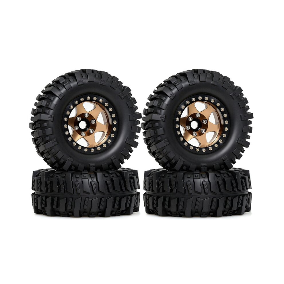 Metal 1.9 Beadlock Wheel Rim 95Mm Off-Road Tires Set For 1/10 Rc Crawler Car Axial Scx10 Iii Axi03007 Bronze 6031982867958