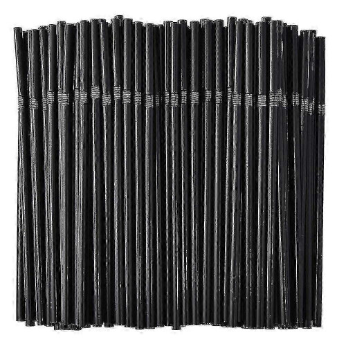 (100 sticks) Bendy plastic straws compatible with hotels, 200pcs black drinking straws
