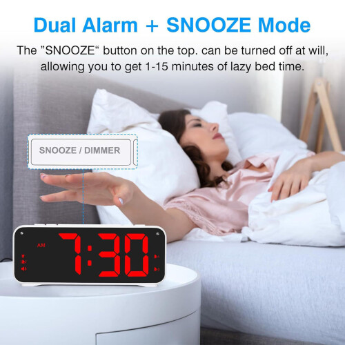 Loud Alarm Clock Vibrating Alarm Clocks with Bed-White 2