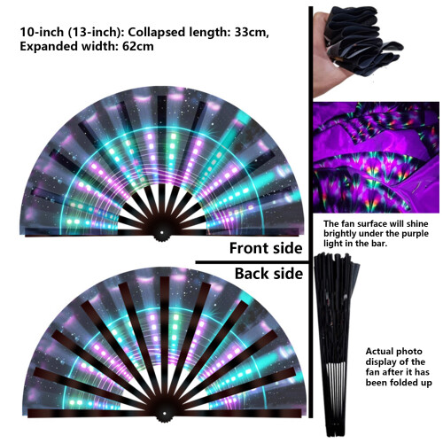 Reflective Colorful Hand Fan Dancing Foldable-Colorful dots 2