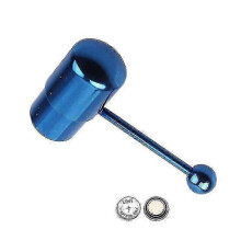 (Blue) Body Piercing Tongue Ring with Vibration - Cool Stainless Steel Barbell Design