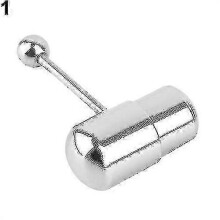 (silver) Body Piercing Tongue Ring with Vibration - Cool Stainless Steel Barbell Design