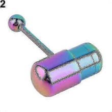(Multicolor) Body Piercing Tongue Ring with Vibration - Cool Stainless Steel Barbell Design
