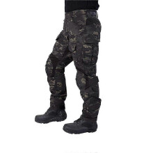 (CP black, XXXL) Tactical Cargo Pants with Knee Pads compatible with Men, Multicam Combat Work Trousers