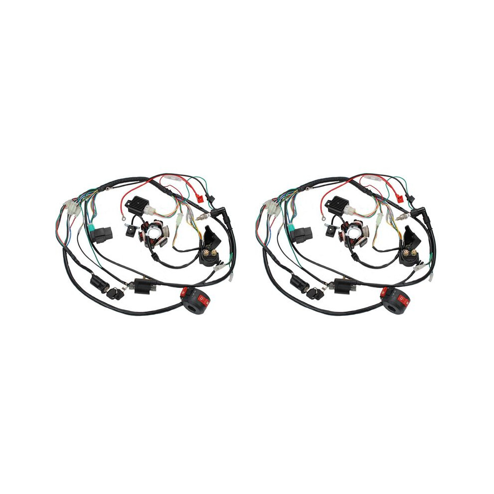 2X Motorcycle Atv Quad Pit Bike Buggy Go Kart Full Complete Electrics Wiring Harness Cdi Stator 6 Coil For 50-125Cc 6032211599152