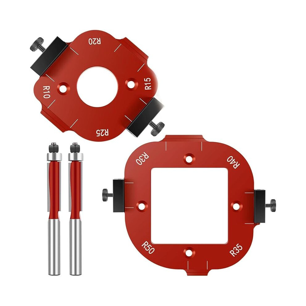 2Pcs Router Templates For Woodworking, For Woodworking, 4 In 1 Arc Angle Positioning Template With Trimming Cutter 6031120201453
